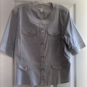 Blue and white stripe shirt / short sleeve jacket